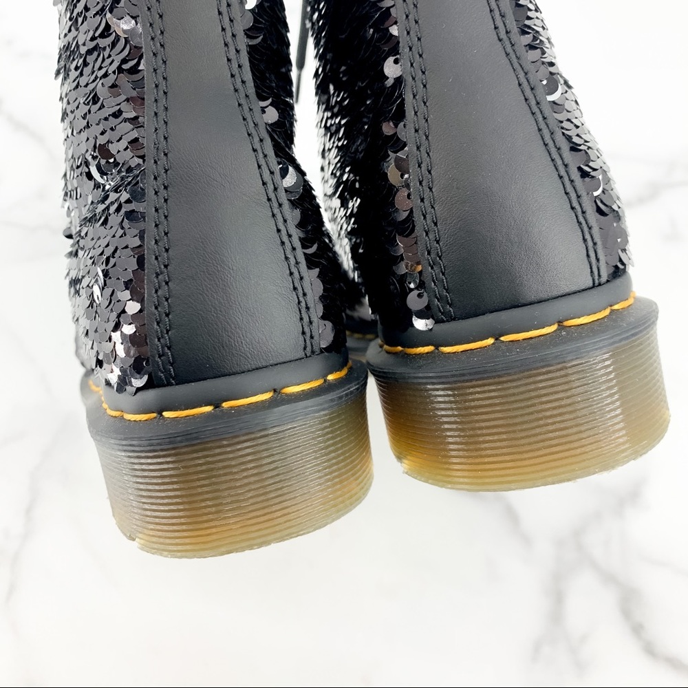 DR. MARTENS 1460 Pascal Sequin Black Silver Boots - Picture 11 of 16